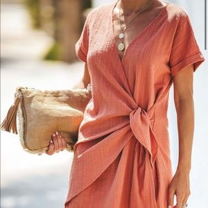 Peach Kauai Crush Woven Wrap Dress